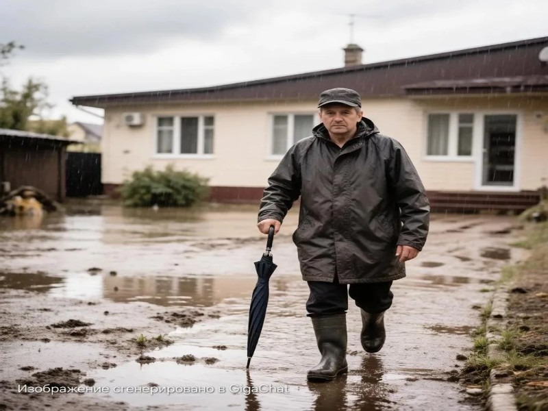 В результате ливневых дождей в Светлограде отмечается подтопление дворов в частных домовладениях.